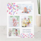 おばあちゃん素晴らし4写真ディッツィーピンク花誕生日 カード (正面)