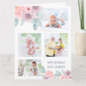 おばあちゃん素晴らし4写真繊細な花誕生日 カード (正面)