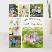 おばあちゃん素晴らし6フォトコラージュ任意の年齢の大きな誕生日 カード (正面)