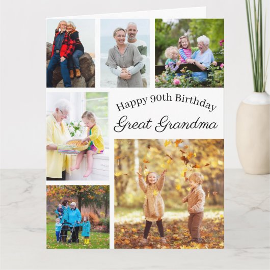 おばあちゃん素晴らし6フォトコラージュ任意の年齢誕生日 カード (正面)