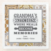 おばあちゃん素朴の食事が思い出に ガラスコースター (正面)