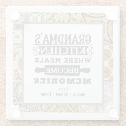 おばあちゃん素朴の食事が思い出に ガラスコースター (裏面)