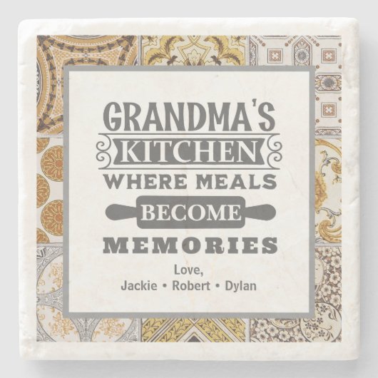 おばあちゃん素朴の食事が思い出に ストーンコースター (正面)