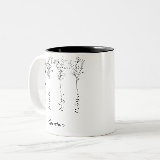 おばあちゃん花のギフトカスタム付き4おじいちゃん名 ツートーンマグカップ (正面左)