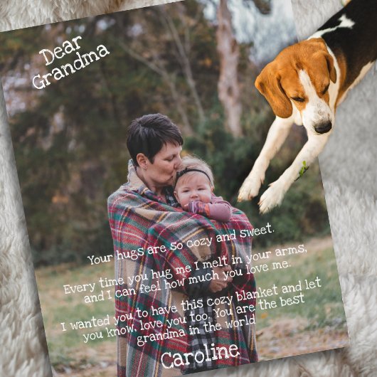 おばあちゃん親愛あなたのハグ居心地の良い甘い写真 フリースブランケット