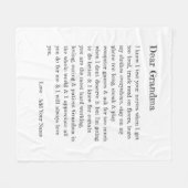 おばあちゃん親愛ラブレタータイポグラフィ フリースブランケット (正面(横))