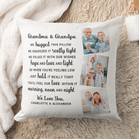 おばあちゃん詩カスタム3写真祖父母 クッション (ブランケット)