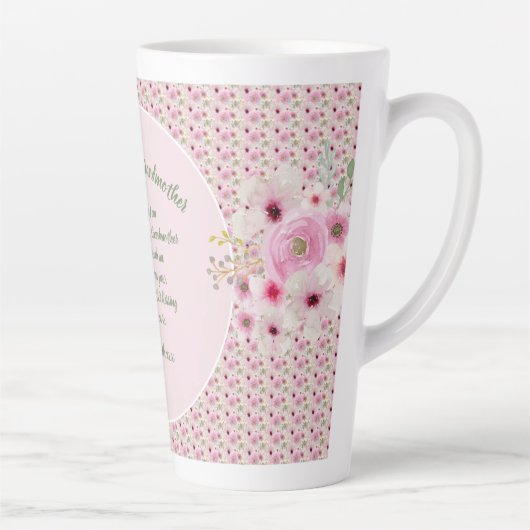 おばあちゃん詩ピンクの花ギフト名 カフェラテマグ (右)