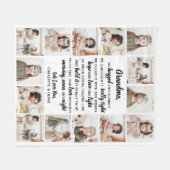 おばあちゃん詩14フォトコラージュ祖父母 フリースブランケット (正面(横))