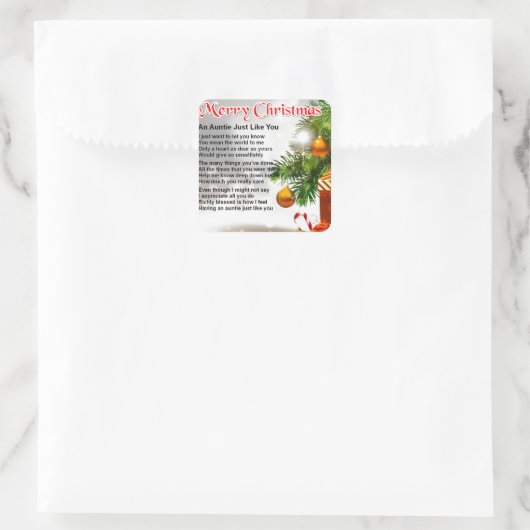 おばあちゃん詩 – クリスマスデザイン スクエアシール (バッグ)