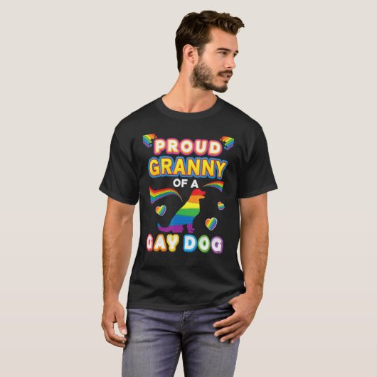 おばあちゃん誇りを持ったのゲイ犬レズビアンプライドLgbt Rainb Tシャツ (正面フル)