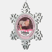 おばあちゃん誇りを持ったモノグラムLピンク新生児写真 スノーフレークピューターオーナメント (右)