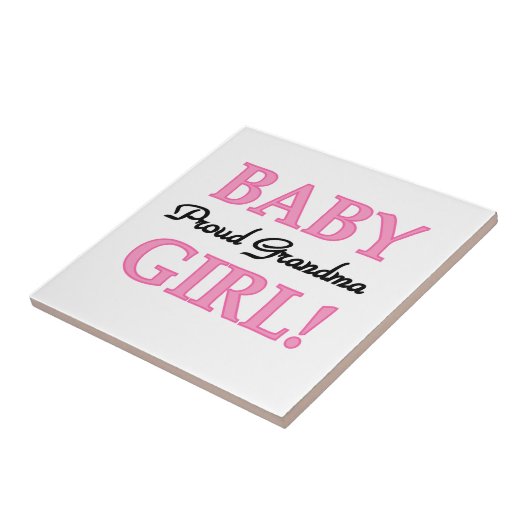 おばあちゃん誇りを持った赤ちゃんガールギフト タイル (側面)
