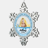 おばあちゃん誇りを持った赤ちゃんブルーモノグラムA スノーフレークピューターオーナメント (右)