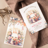 おばあちゃん誕生日の小さなウサギの誕生日 招待状