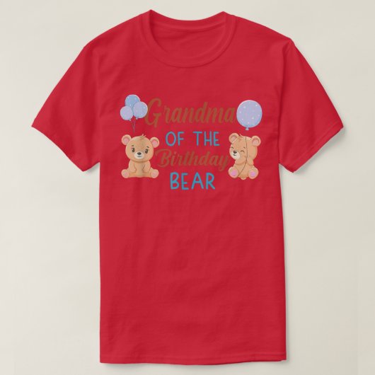 おばあちゃん誕生日の男の子のクマの最初の誕生日パート Tシャツ (デザイン正面)