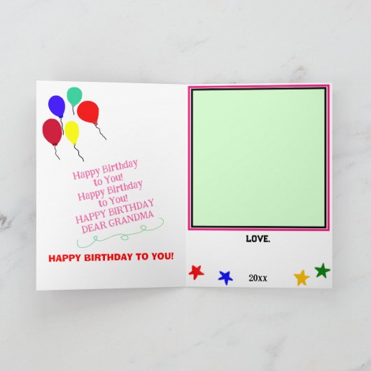 おばあちゃん誕生日カップケーキグラデーションストライプズ カード (内部)