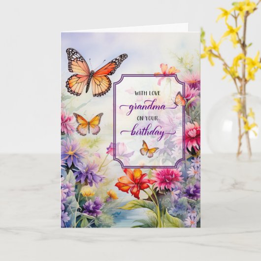 おばあちゃん誕生日ブライトワイルドフラワーガーデン カード (黄色い花)