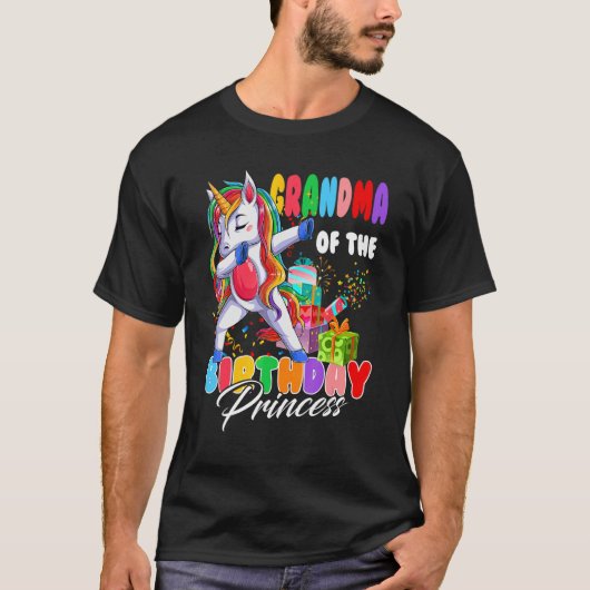 おばあちゃん誕生日プリンセスダビングユニコーンG Tシャツ (正面)