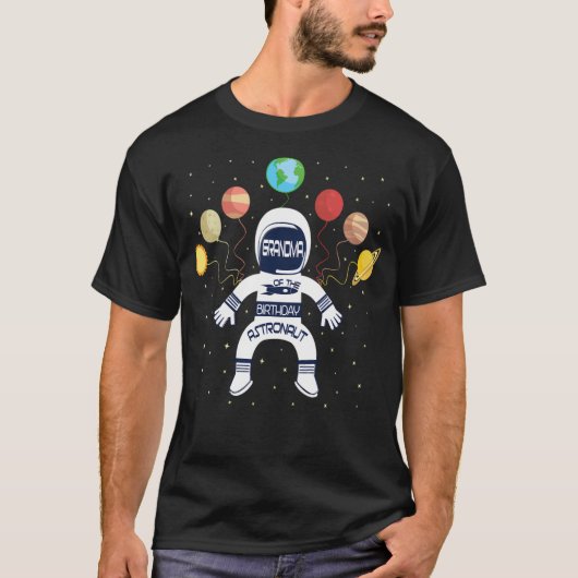 おばあちゃん誕生日宇宙飛行士の男の子と少女のスパ Tシャツ (正面)