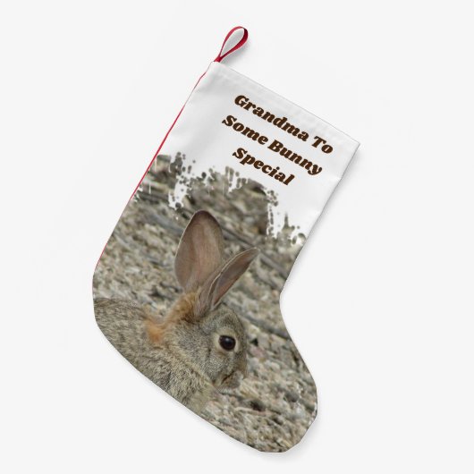 おばあちゃん誰か特別なおもしろいバニープンのユーモア スモールクリスマスストッキング (正面 (吊り時))