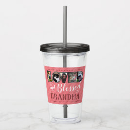 おばあちゃん賛美と大好きなフォトコラージュ アクリルタンブラー