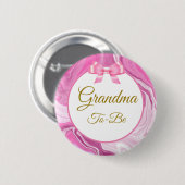 おばあちゃん赤ちゃんシャワーピンク&金ゴールド 缶バッジ (正面&裏面)