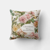 おばあちゃん赤面ピンクローズフローラマザーズデエレガントー クッション (裏面)