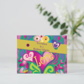 おばあちゃん退職したはヒッピーで可愛くてカラフル ポストカード (スタンド正面)