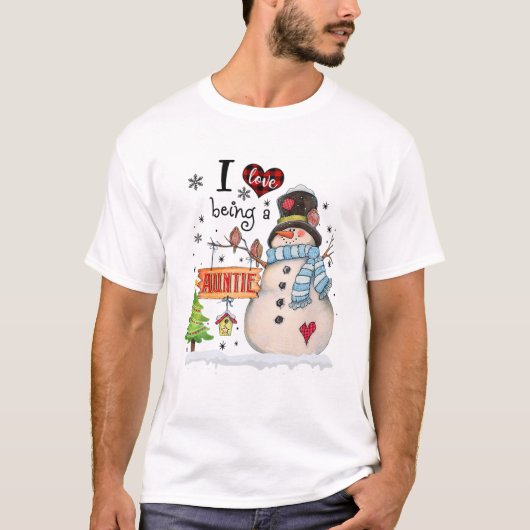 おばあちゃん雪だるまのクリスマスおもしろいクリスマス Tシャツ (正面)