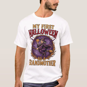 おばあちゃん魔女の最初のハロウィン カボチャ コウモリ Tシャツ