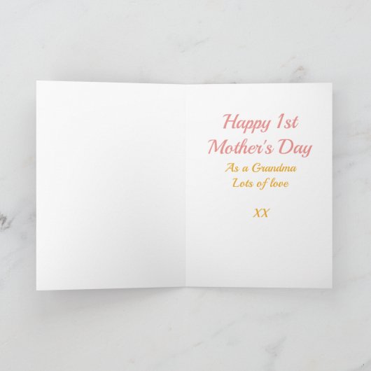 おばあちゃん1日の母の日ペンギンピンク カード (内部)