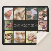 おばあちゃん10フォトコラージブラック シェルパブランケット (正面(横))