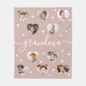 おばあちゃん10-Photoコラージュのスクリプエレガントトほこりっぽいピンク フリースブランケット (正面)