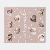 おばあちゃん10-Photoコラージュのスクリプエレガントトほこりっぽいピンク フリースブランケット (正面(横))