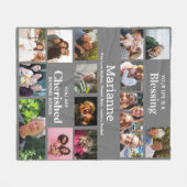 おばあちゃん16フォトコラージュ記念エレガント品の作成 フリースブランケット (正面(横))