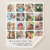 おばあちゃん16フォトコラージュ シェルパブランケット (正面)