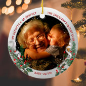 おばあちゃん1stクリスマスクラシックシルバープラントフレーム セラミックオーナメント