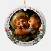 おばあちゃん1stクリスマスクラシックシルバープラントフレーム セラミックオーナメント (裏面)