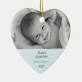 おばあちゃん1stクリスマスフォトパーソナライズされたハート セラミックオーナメント (右)