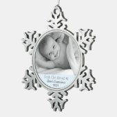 おばあちゃん1stパーソナライズされたクリスマス写真孫 スノーフレークピューターオーナメント (右)