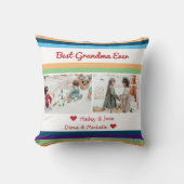 おばあちゃん2枚の写真の名前カラーバンドが作る クッション (正面)