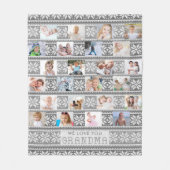 おばあちゃん24写真かわいいスノーフレークのセーターグレー フリースブランケット (正面)