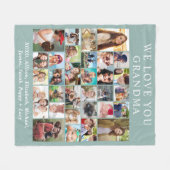 おばあちゃん30フォトコラージュセージグリーン フリースブランケット (正面(横))