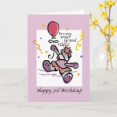 おばあちゃん3rdバースデーベアーバルーン女の子 カード (黄色い花)