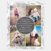 おばあちゃん4の写真の名前とメッセージの愛情のあるメモリ フリースブランケット (正面)