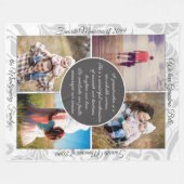 おばあちゃん4の写真の名前とメッセージの愛情のあるメモリ フリースブランケット (正面(横))