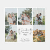 おばあちゃん5フォトコラージュのスクリプト文字 パーソナライズされた フリースブランケット (正面(横))