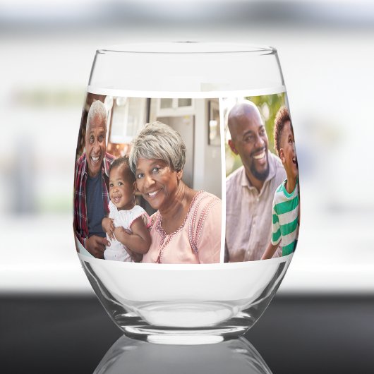 おばあちゃん5フォトコラージュ ステムなしワイングラス