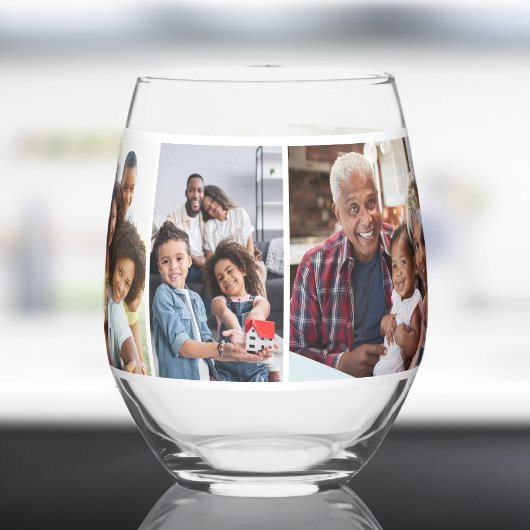 おばあちゃん5フォトコラージュ ステムなしワイングラス